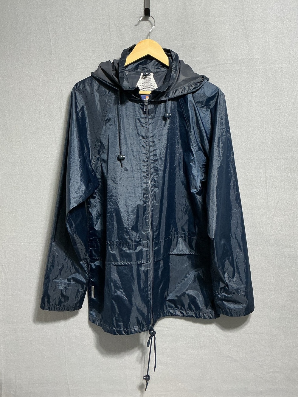 Portwest Men’s S Navy Waterproof Hooded Rain Jacket PVC Coated US440